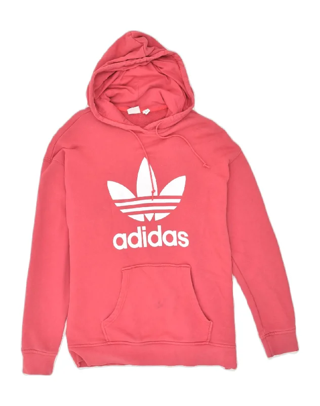 ADIDAS Womens Graphic Hoodie Jumper UK 12 Medium Pink Cotton