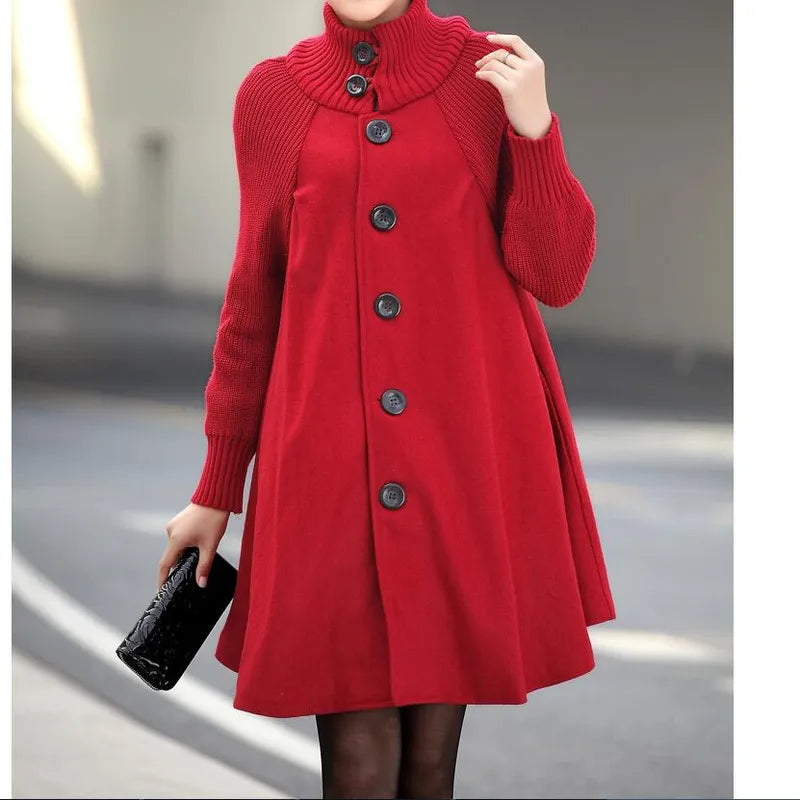 Women's Single Breasted Woolen Coat