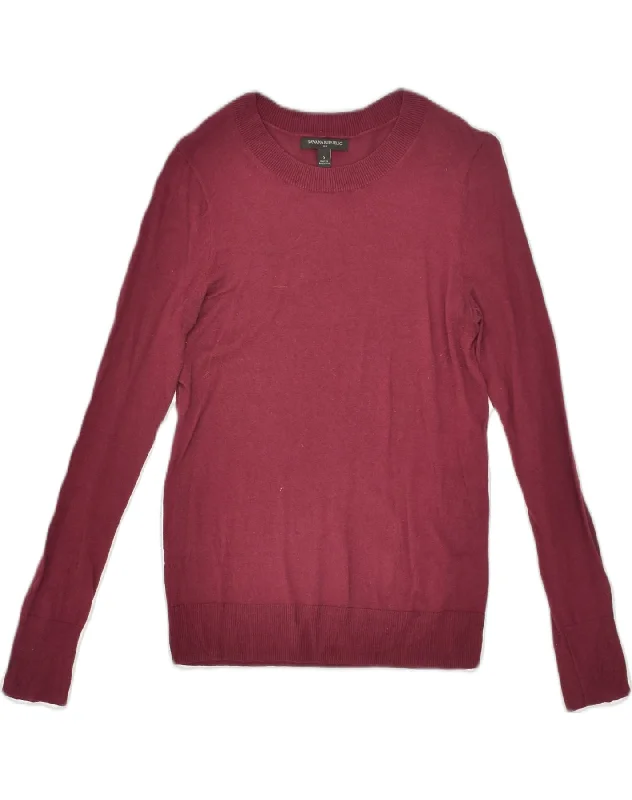 BANANA REPUBLIC Womens Crew Neck Jumper Sweater UK 10 Small Maroon Cotton