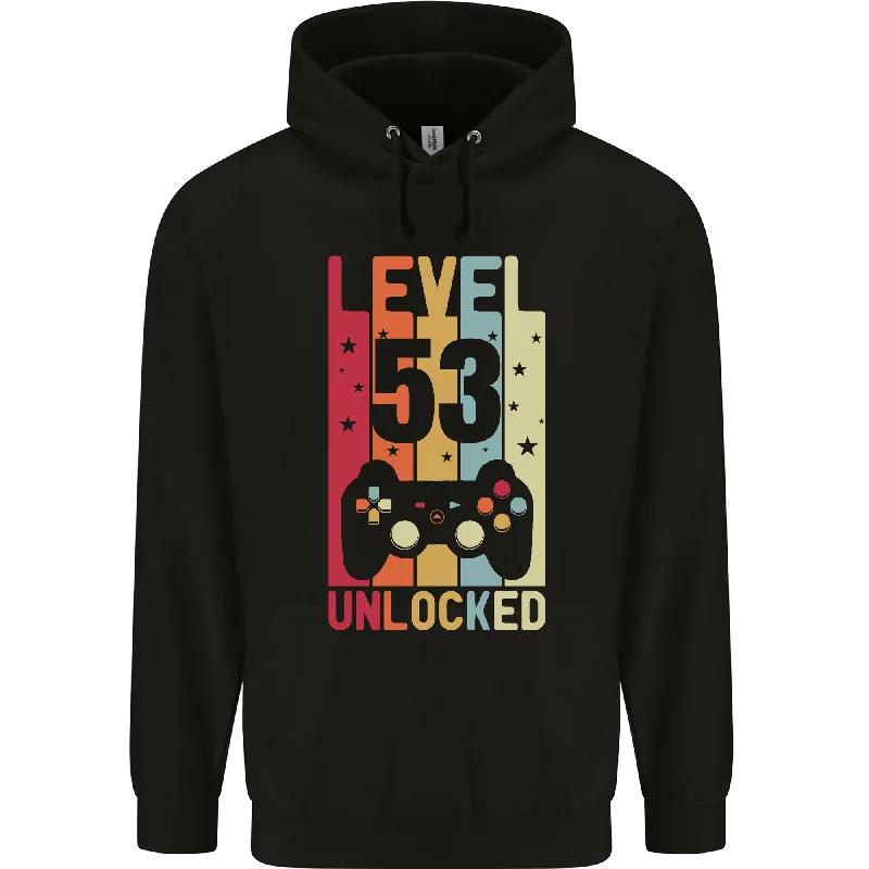 53rd Birthday 53 Year Old Level Up Gaming Mens 80% Cotton Hoodie