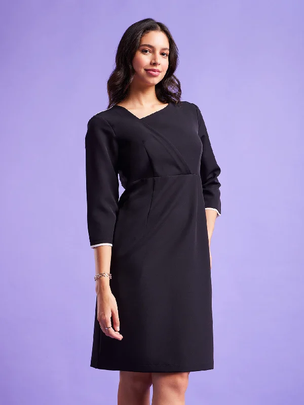 Drape Shift Dress - Black