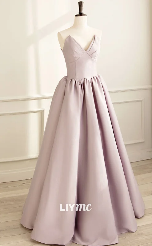 LP1922 - Simple A-line Satin Pink Long Prom Dress, Formal Bridesmaid Dress