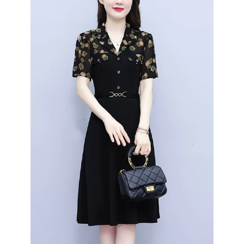 Plus Size Vintage Pattern Shirt Dress