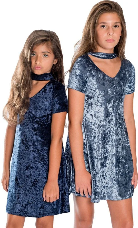 KIDS VELVET CHOKER DRESS