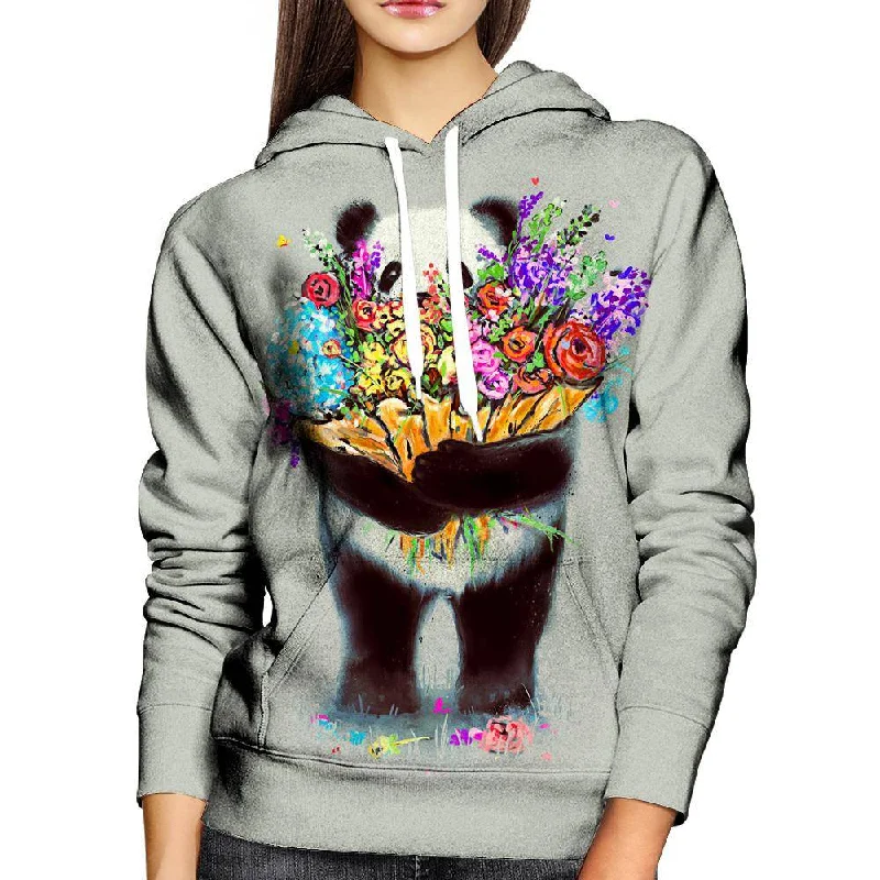 Pandas Got Flowers For You Womens Hoodie