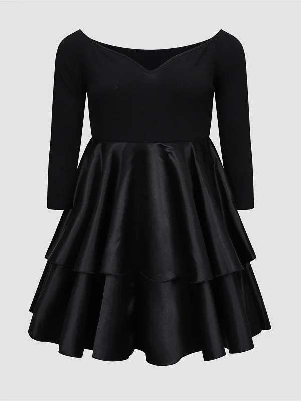 Tiered Black Plus Size Party Dress