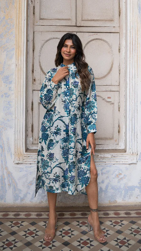 NEELA FLORAL KAFTAN IN SOFT SILK