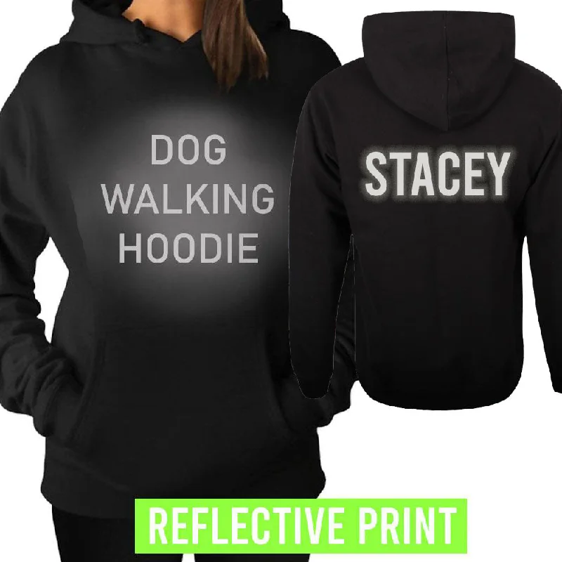 Personalised Reflective Print Dog Walking Hoodie (MRK X)