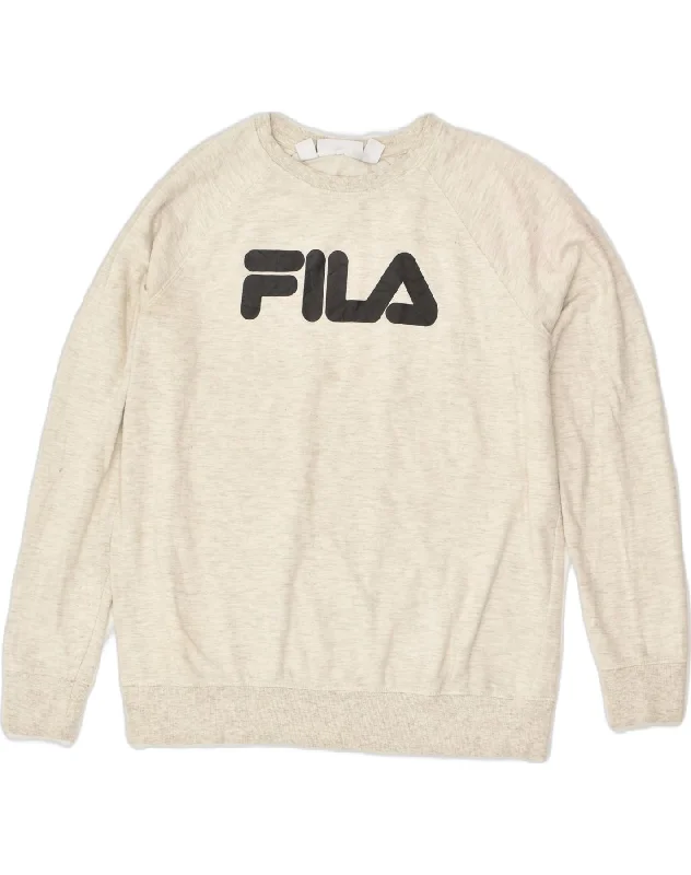 FILA Womens Graphic Sweatshirt Jumper UK 14 Large  Grey Cotton