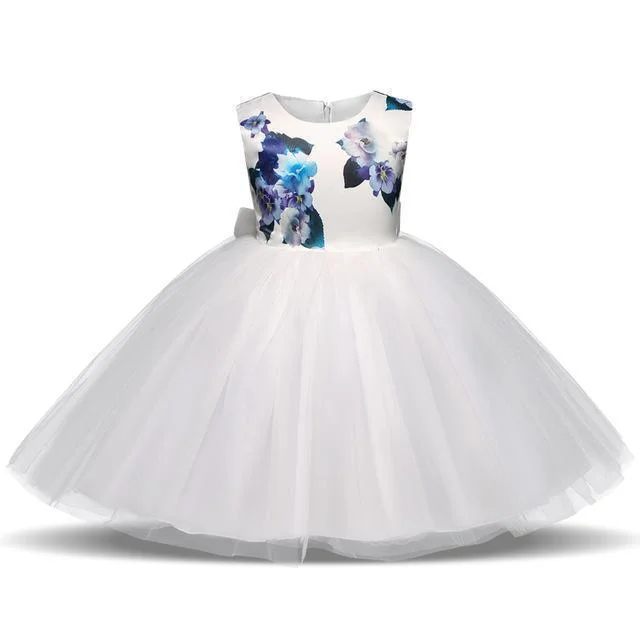 Fancy Girls Dresses Christmas or Wedding Dresses 1- 8 Years Blue Floral