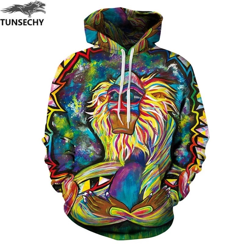 Graffiti Rasta Monkey Elder Meditation Rafiki Hoodie Men women 3d Sweatshirts Wizard Clown Oil Orangutan Printing Hooded hoodies