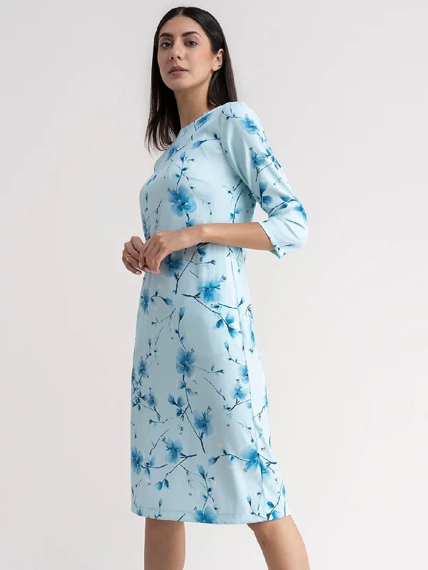 Floral Shift Dress - Blue