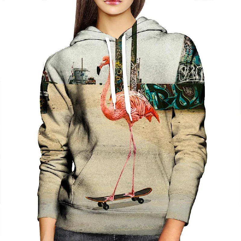 Venice Beach Flamingo Womens Hoodie