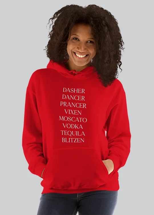 Calling All Reindeer Names Womens Hoodie