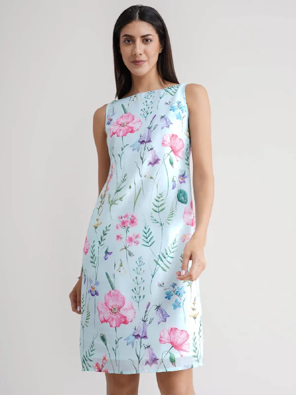 Chanderi Floral Dress - Sap Green