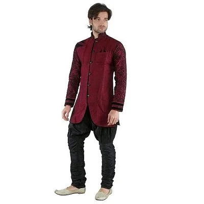 M4, Maroon Black Indowestern, Size (36 to 40)