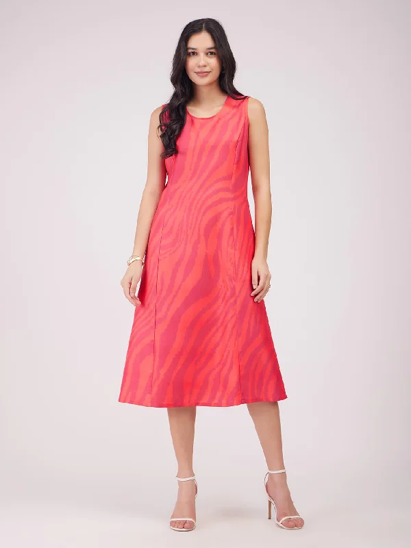 Sleeveless A-line Dress - Fuchsia