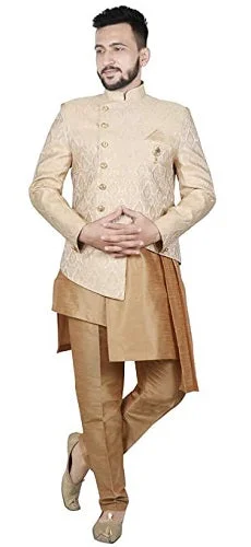 M32, Rajwadi Style Cream Color Indowestern Men's Dress (40)