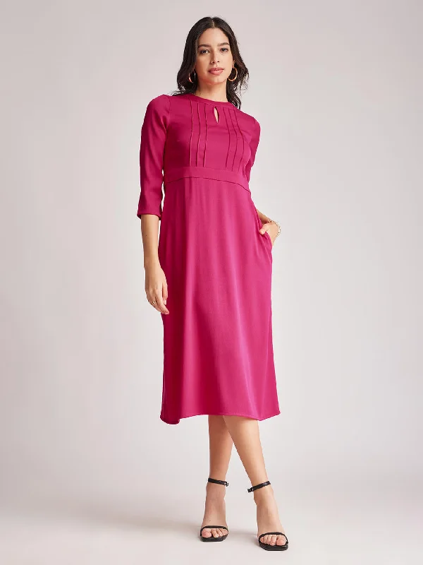 Front Keyhole Dress - Fuchsia