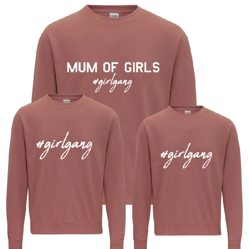 Mum of Girls #GirlGang Matching Dusty Pink Sweatshirts