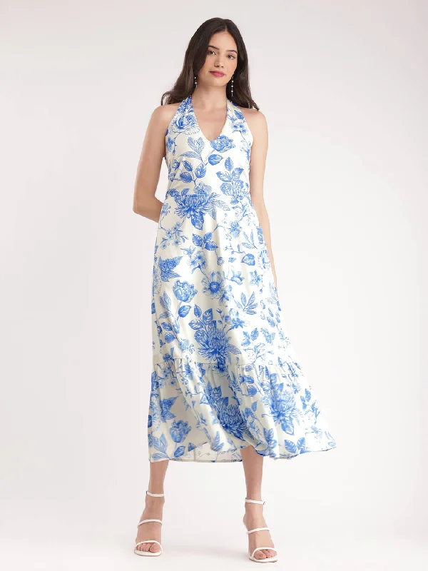 Floral Tiered Dress - Off White