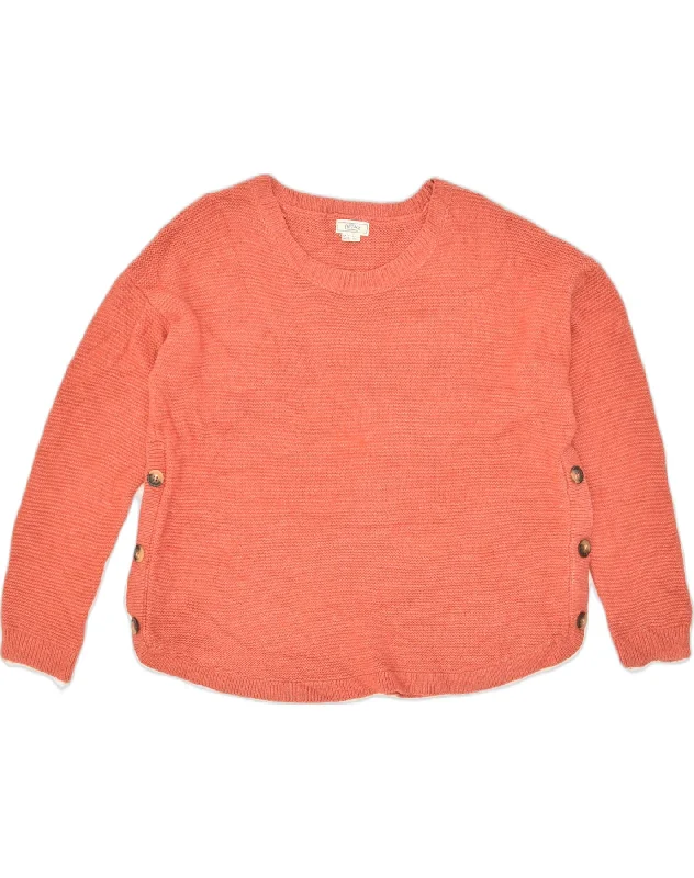 FAT FACE Womens Boat Neck Jumper Sweater UK 14 Medium Orange Cotton