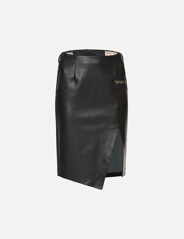 PU Panel Denim Pencil Skirt