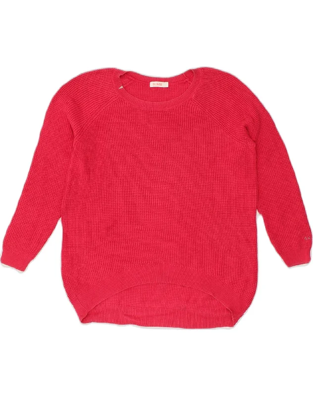 SUN68 Womens Crew Neck Jumper Sweater UK 14 Large Red Cotton