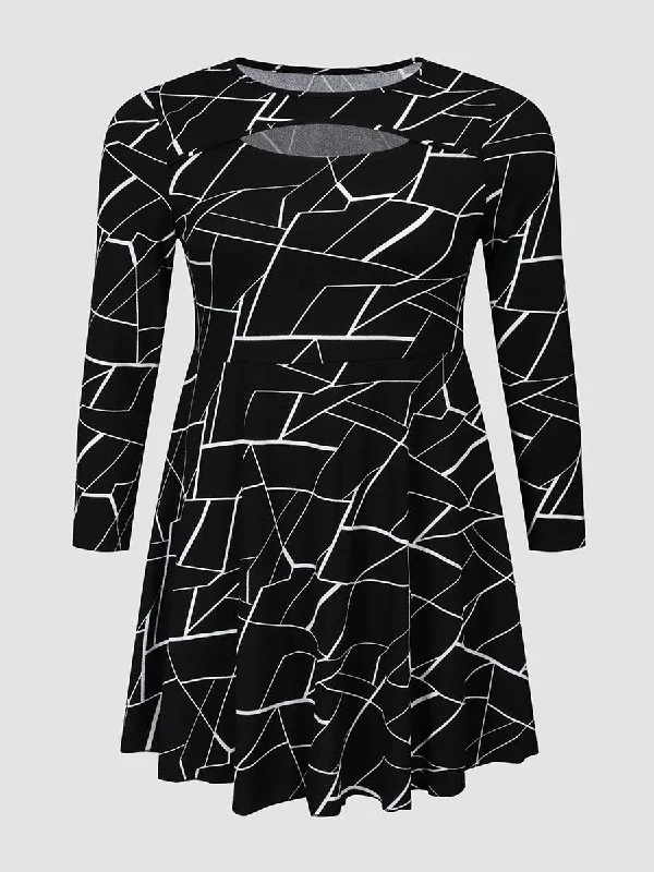 Black Irregular Geometric Plus size Dress