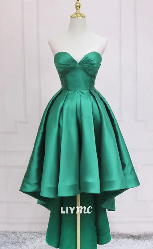 LP1881 - Simple Sweetheart Neck Green High Low Prom Dress, Green Prom Dress