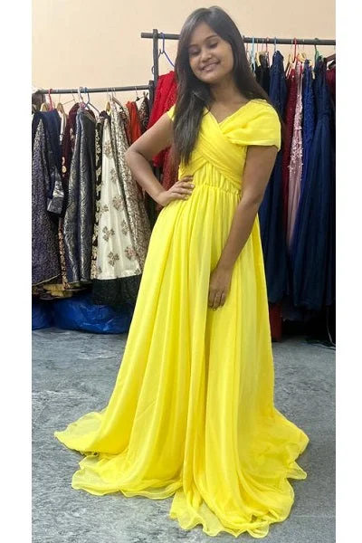 G622, Yellow Pre Wedding Shoot  Gown, Size (All)