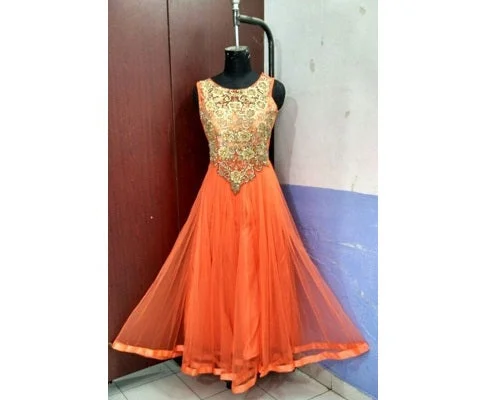 G109, Orange Gown, Size (XS-30 to XXL-42)